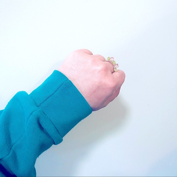 💕Lovely Handcrafted Silver Light Pink+Peridot💍 - Picture 7 of 14